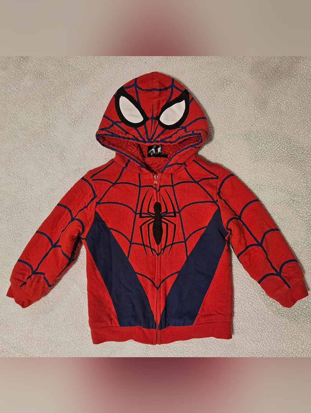 Red Spider Web Hooded Kids Costume Jacket
